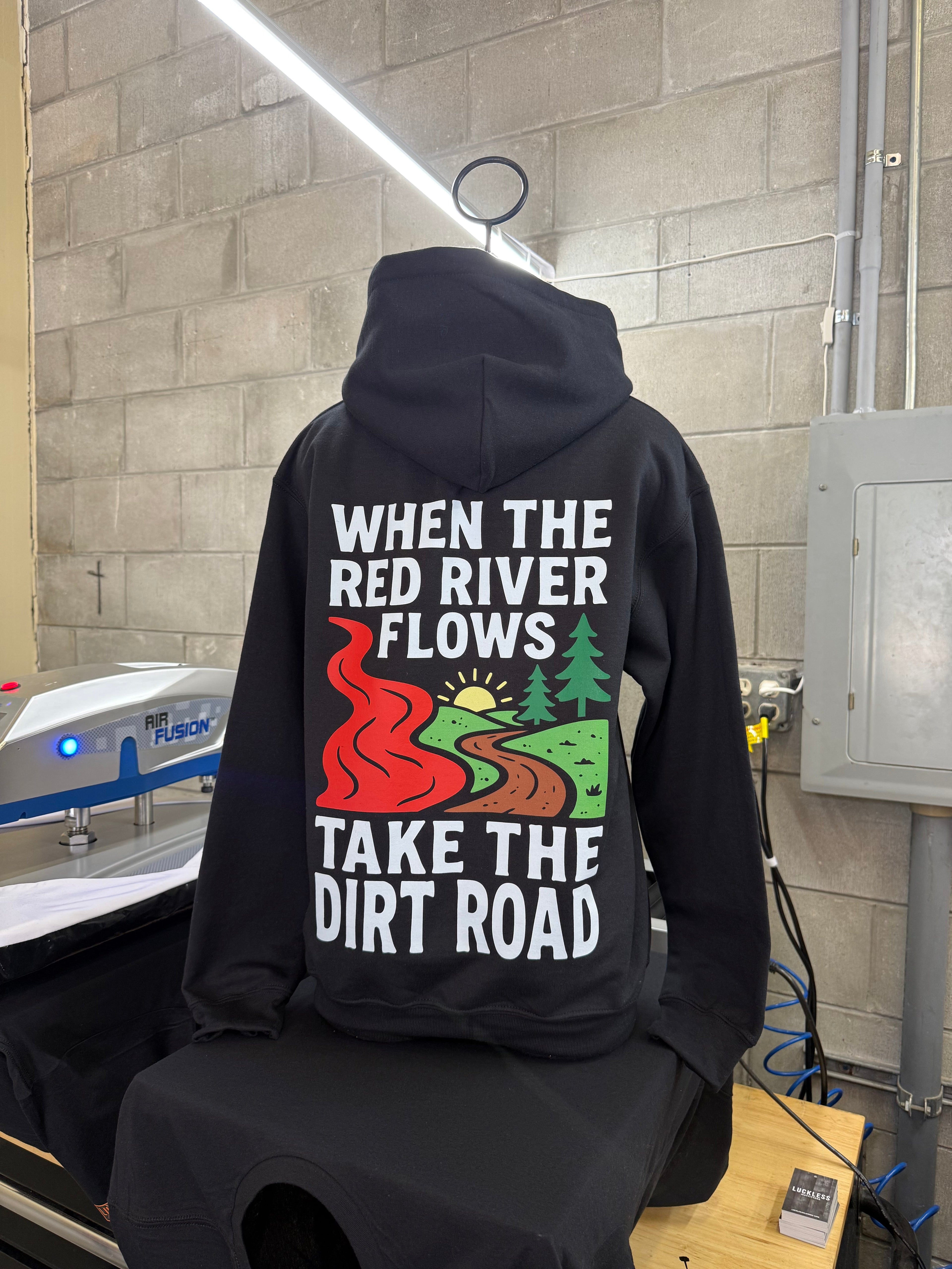 Luckless Outfitters Red River Hoodie — detail close-up