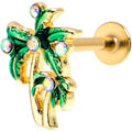 BodyCandy 16G 5/16 Aurora Gem Gold Tone Palm Tree Glam Labret Monroe Tragus — main product shot