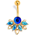BodyCandy Blue Gem Gold Tone Filigree Tiara Belly Ring — main product shot