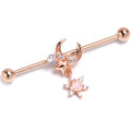 BodyCandy 14G Clear CZ Gem Rose Gold Tone Moon Star Industrial Barbell 38mm — main product shot