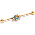 BodyCandy 14G Blue Gem Gold Tone Filigree Tiara Industrial Barbell 38mm — main product shot
