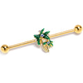 BodyCandy 14G Aurora Gem Gold Tone Palm Tree Glam Industrial Barbell 38mm — main product shot