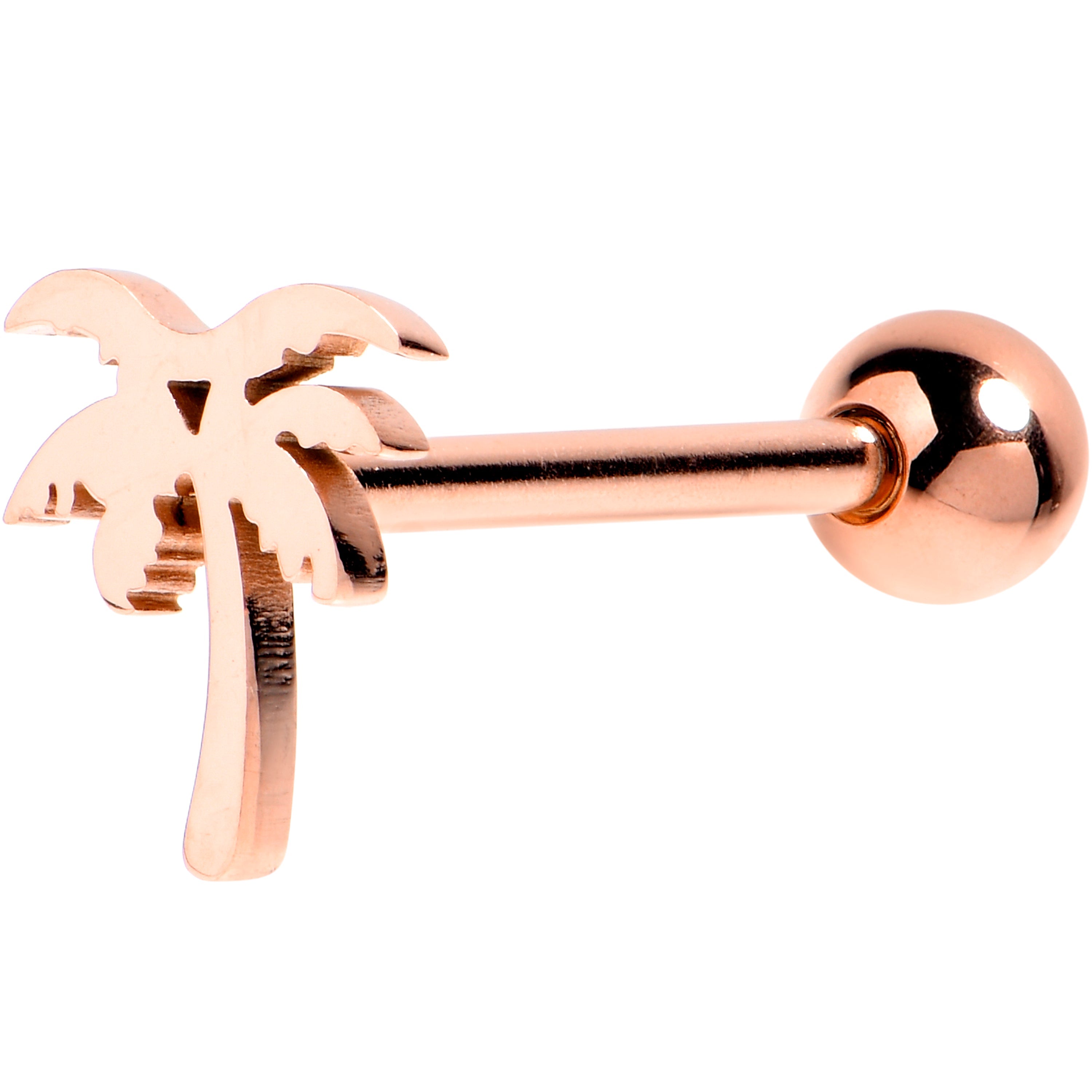 BodyCandy Rose Gold Tone Tropically Trendy Barbell Tongue Ring — main product shot