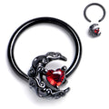 BodyCandy 16G 3/8 Red Gem Black Scroll Moon Heart BCR Captive Ring — main product shot