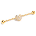 BodyCandy 14G Clear Gem Gold Tone Ultra Luxe Heart Industrial Barbell 38mm — main product shot
