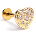 BodyCandy 16G 5/16 Clear CZ Gem Gold Tone Ultra Luxe Heart Labret Tragus — main product shot