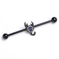 BodyCandy 14G Clear Purple Gem Black Goth Scorpion Industrial Barbell 38mm — main product shot