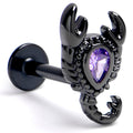 BodyCandy 16G 5/16 Purple CZ Gem Black Goth Scorpion Labret — main product shot