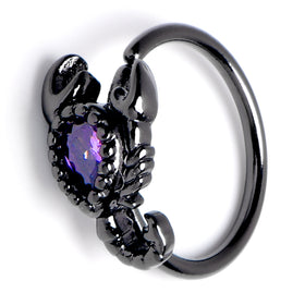 20G Black Goth Scorpion Purple Nose Hoop