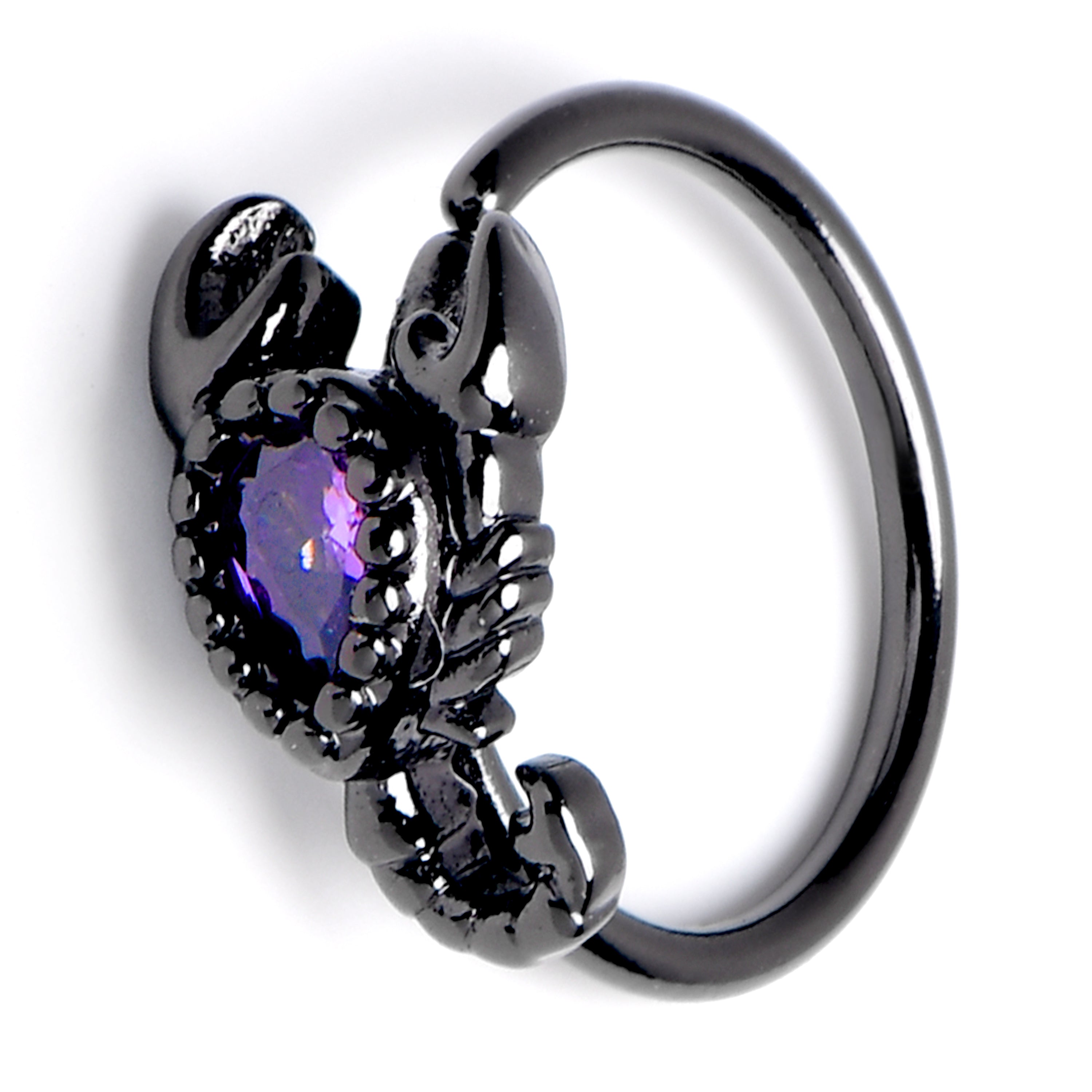 BodyCandy 20G Black Goth Scorpion Purple Nose Hoop — main product shot