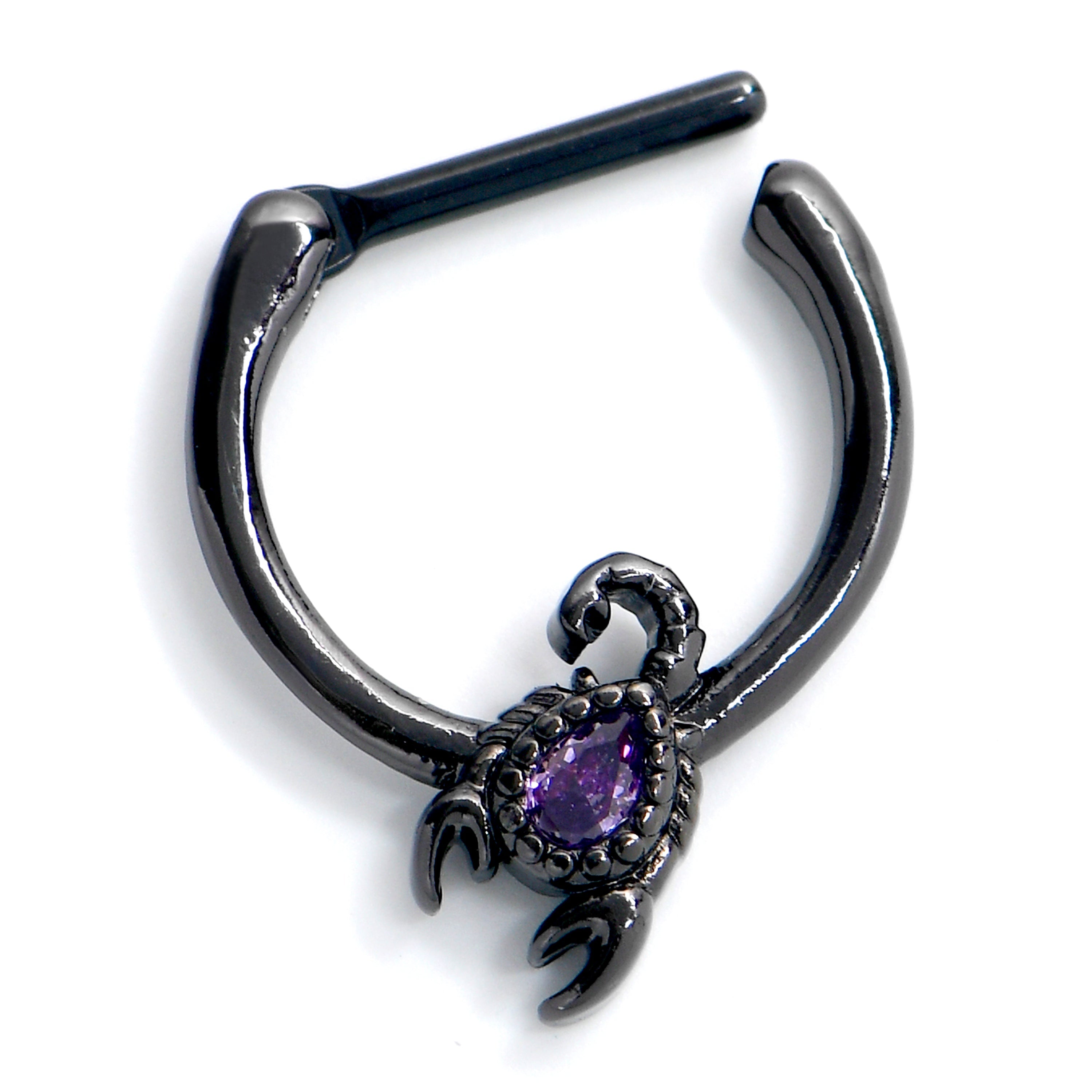 BodyCandy 16G 5/16 Purple Gem Black Goth Scorpion Cartilage Clicker — main product shot