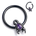 BodyCandy 16G 3/8 Purple Gem Black Goth Scorpion Hinged Segment Ring — main product shot