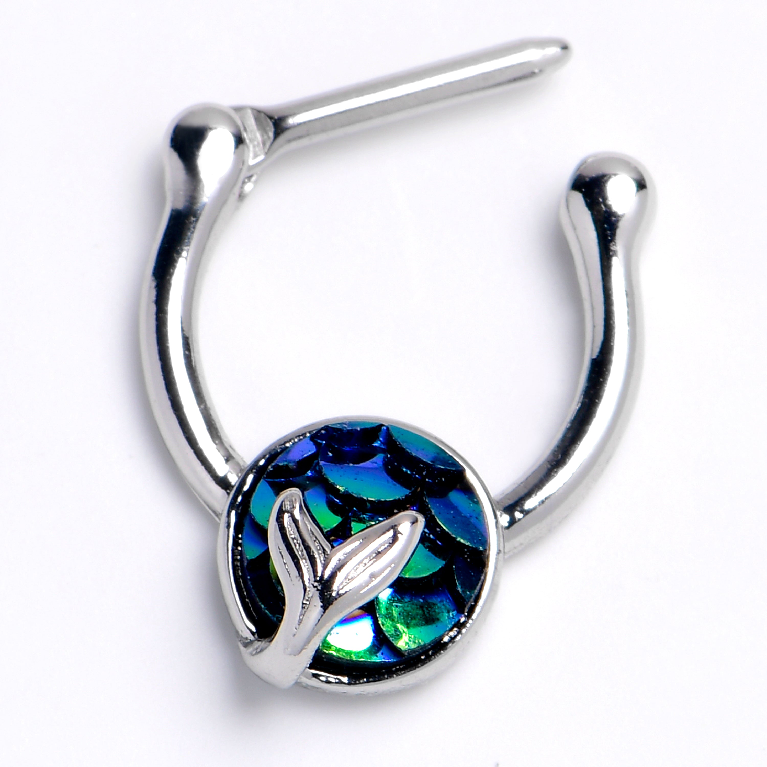 BodyCandy 16G 3/8 Mermaid Dark Dark Blue Scale Tail Cartilage Clicker — main product shot