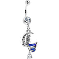 BodyCandy Clear Gem Floral Mermaid Moon Dangle Belly Ring — main product shot