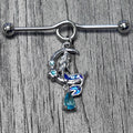 BodyCandy 14G Blue Gem Floral Mermaid Moon Dangle Project Bar 38mm — main product shot