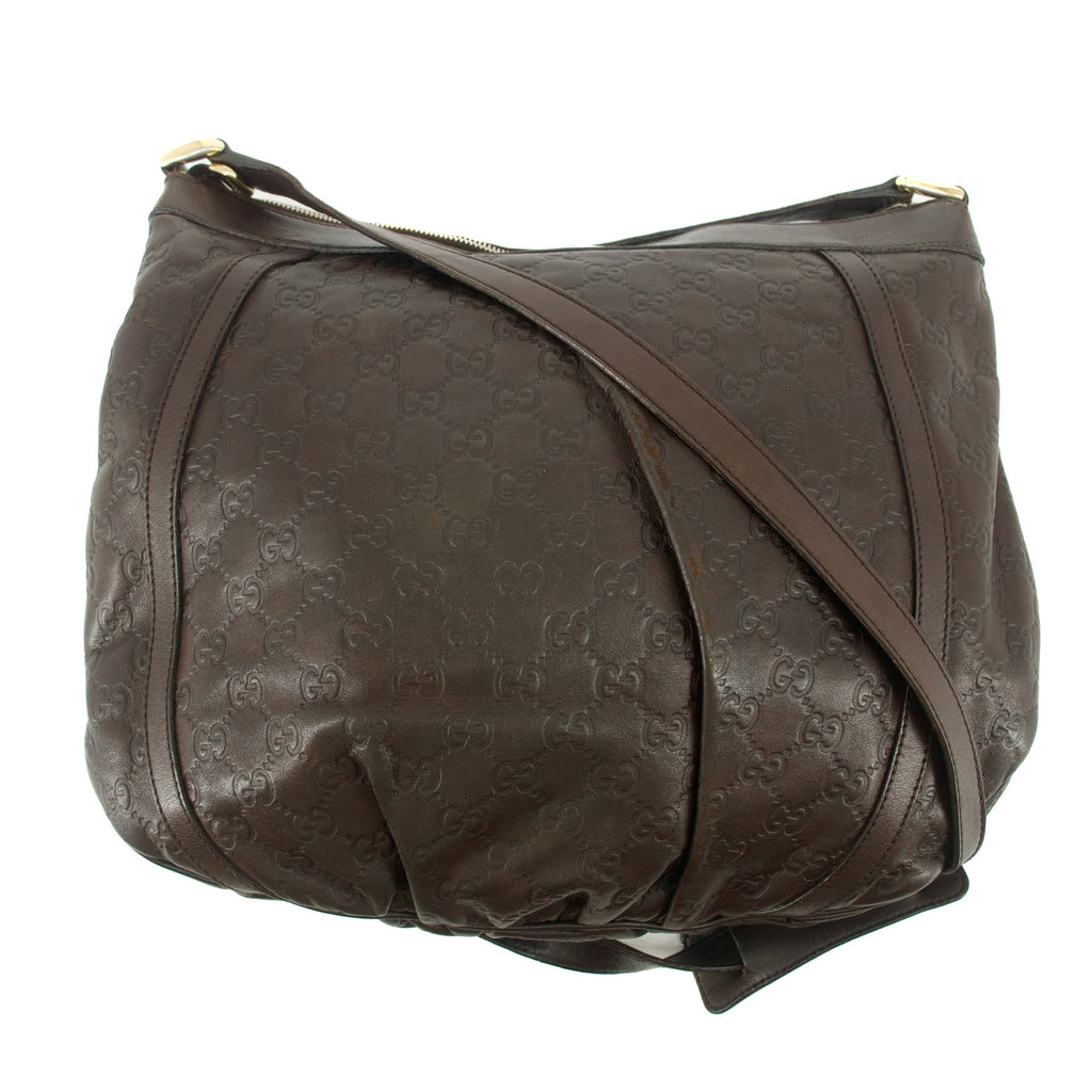 Bolt Boutique Gucci Brown Abby Guccisima Leather Crossbody Bag #7706 — detail close-up