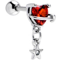 BodyCandy 16G 1/4 Red CZ Gem Starry Saturn Dangle Cartilage Earring — main product shot