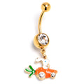 BodyCandy Clear Gem Gold Tone Rabbit Carrot Car Dangle Belly Ring — main product shot
