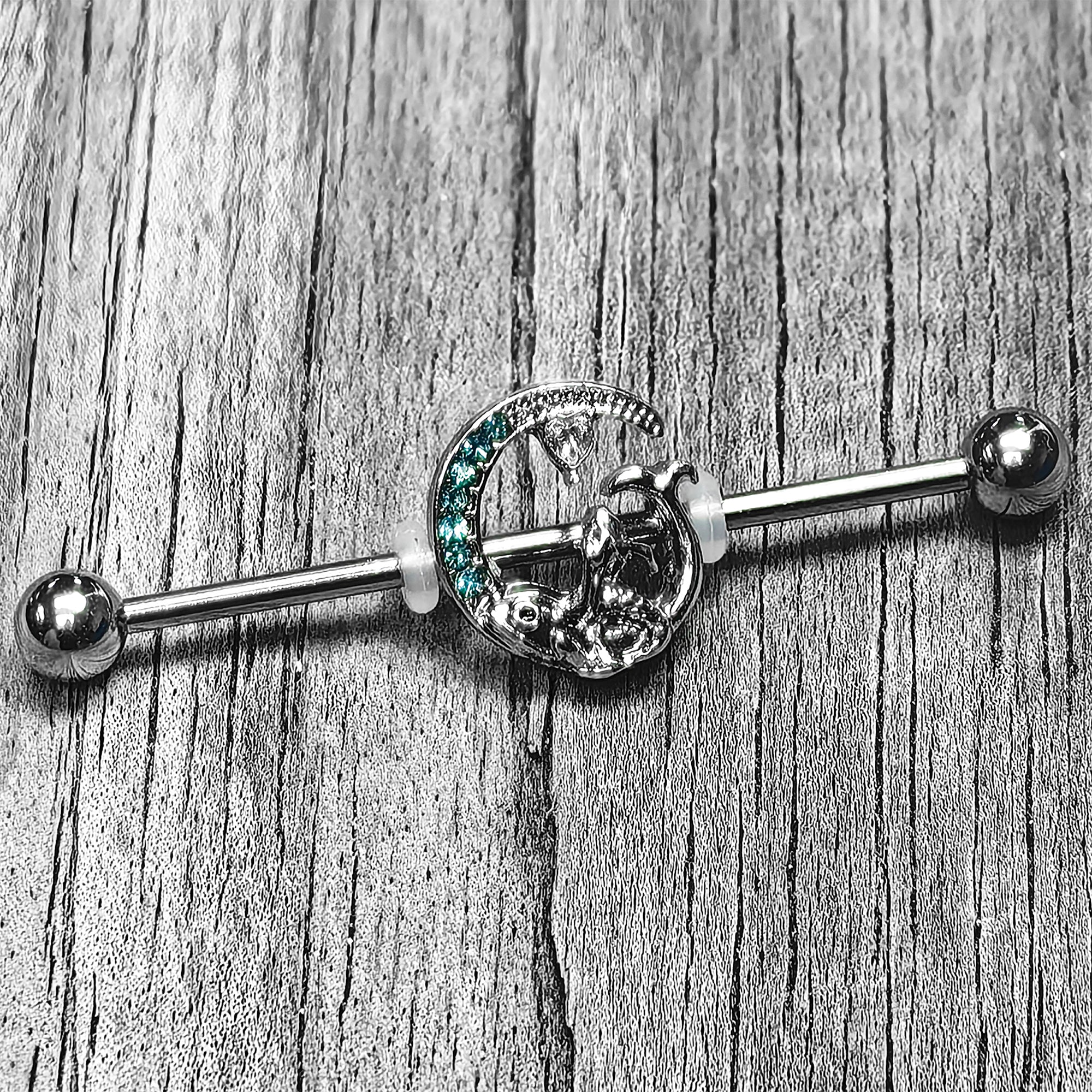 BodyCandy 14G Blue Gem Fish of the Day Industrial Barbell 38mm — main product shot