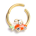 BodyCandy 16G 3/8 Clear Gem Gold Tone Rabbit Carrot Car Hinged Segment Ring — main product shot