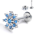 BodyCandy 16G 5/16 Blue CZ Gem Fab Floral Internally Threaded Labret Tragus — main product shot