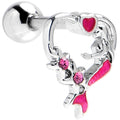BodyCandy 16G 1/4 Pink Gem Mermaid Stars Heart Cartilage Tragus Earring — main product shot