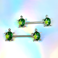 BodyCandy 14G 9/16 Green Gem Turtle World Barbell Nipple Ring Set — main product shot