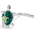 BodyCandy 20G 1/4 Green Gem Turtle World L Shape Nose Ring — main product shot