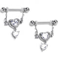BodyCandy 14G Fusion of Love Arrow Heart Dangle Nipple Ring Set — main product shot