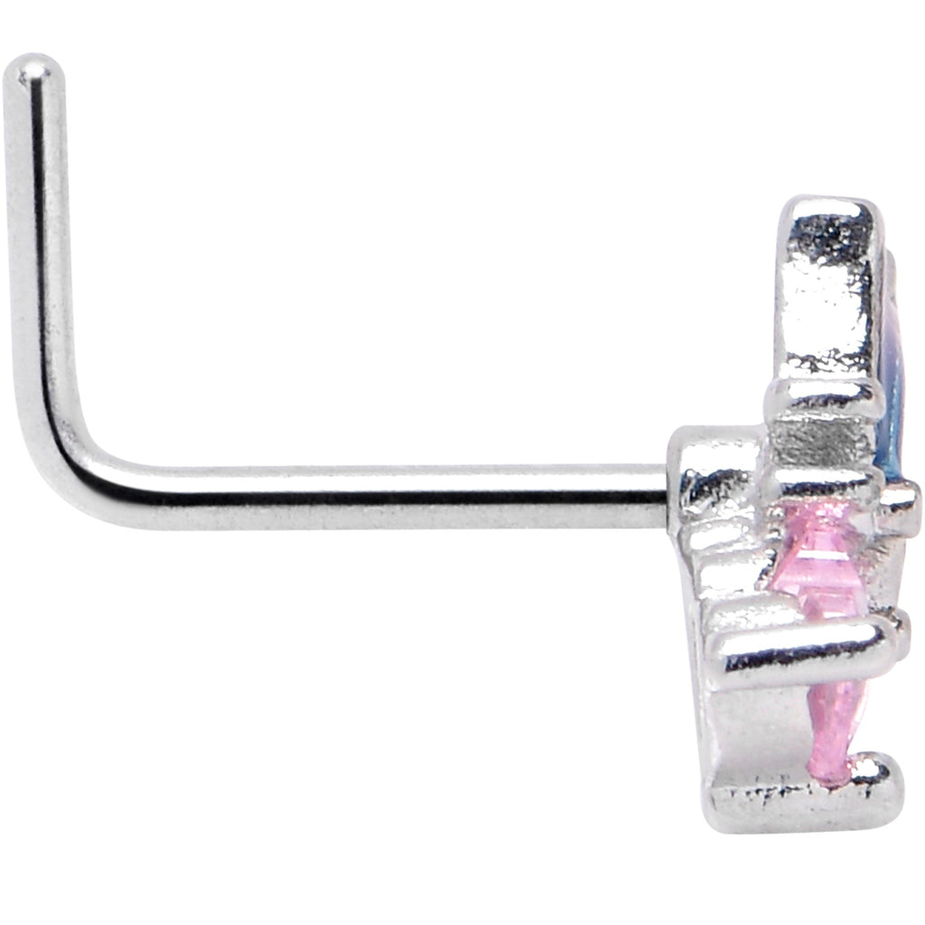 BodyCandy 20G 1/4 Pink CZ Gem Heart Butterfly L Shape Nose Ring — lifestyle context