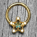 BodyCandy 16G 3/8 Blue Clear Gem Gold Tone Starry Glam Hinged Segment Ring — main product shot
