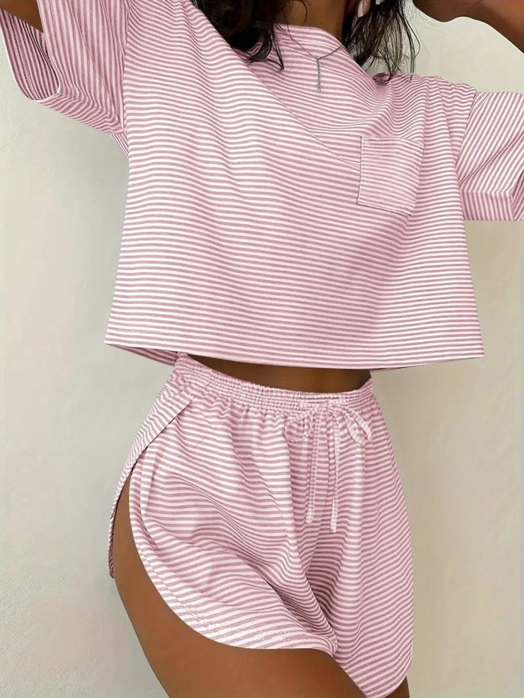 Printed Round Neck Tee and Shorts Set