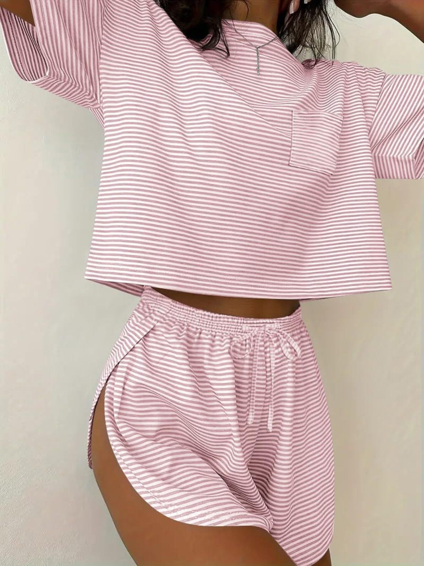 Printed Round Neck Tee and Shorts Set