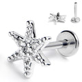 BodyCandy 16G 5/16 Clear CZ Gem Lavish Star Internally Threaded Labret Tragus — main product shot