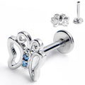 BodyCandy 16G 5/16 Blue CZ Gem Open Butterfly Internally Threaded Labret Tragus — main product shot