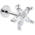 BodyCandy 16G 5/16 Clear CZ Gem Flower Fantastic Internally Threaded Labret — main product shot