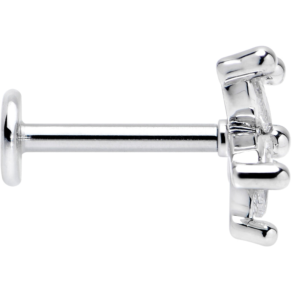BodyCandy 16G 5/16 Clear CZ Gem Flower Fantastic Internally Threaded Labret — lifestyle context