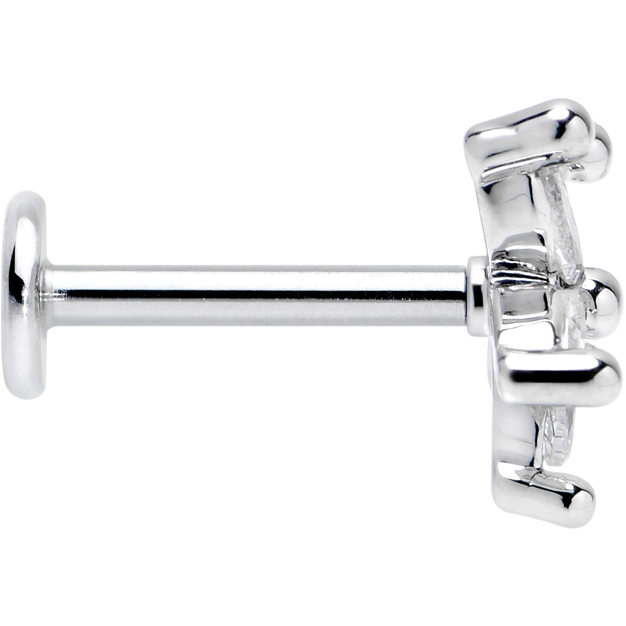 BodyCandy 16G 5/16 Clear CZ Gem Flower Fantastic Internally Threaded Labret — lifestyle context