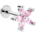 BodyCandy 16G 5/16 Pink CZ Gem Flower Fantastic Internally Threaded Labret — main product shot