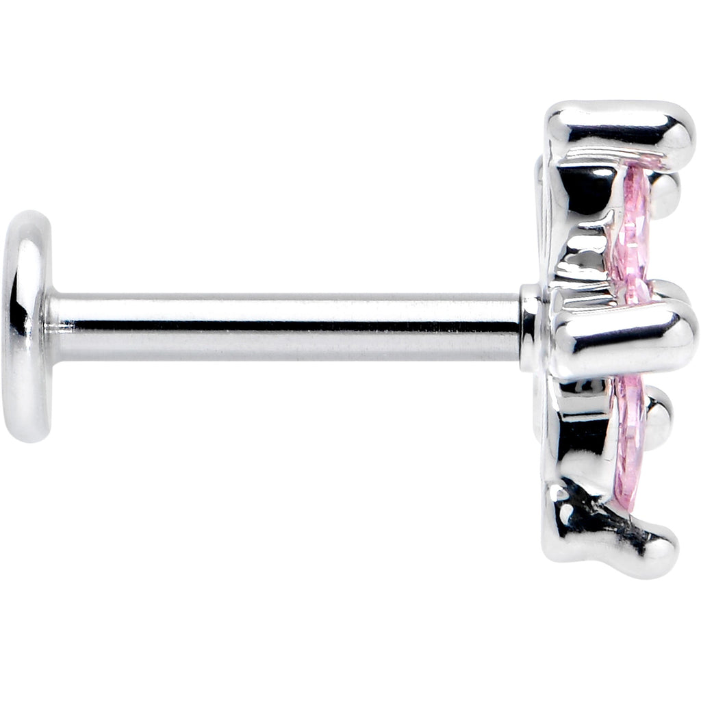 BodyCandy 16G 5/16 Pink CZ Gem Flower Fantastic Internally Threaded Labret — lifestyle context