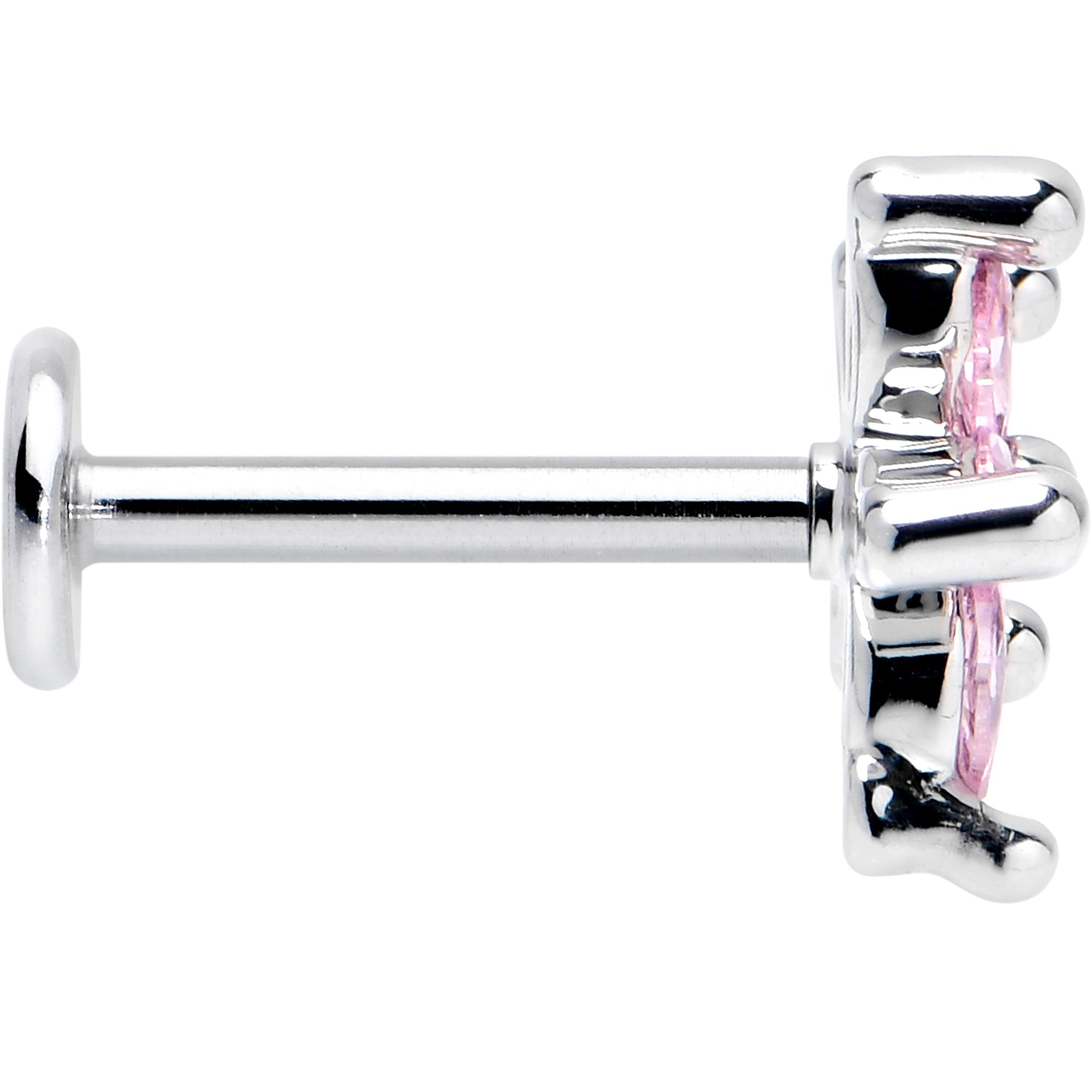 BodyCandy 16G 5/16 Pink CZ Gem Flower Fantastic Internally Threaded Labret — lifestyle context