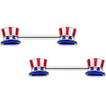 BodyCandy 14G 9/16 Patriotic Top Hat Barbell Nipple Ring Set — main product shot