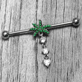BodyCandy 14G Clear Gem Palm Tree Love Dangle Industrial Barbell 38mm — main product shot