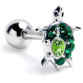 BodyCandy 16G 1/4 Green Gem Turtle World Cartilage Tragus Earring — main product shot