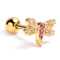 BodyCandy 16G 1/4 Pink Gem Gold Tone Dragonfly Drama Cartilage Earring — main product shot