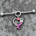 BodyCandy 14G Pink Gem Mermaid Tail Stars Dangle Project Bar 38mm — main product shot