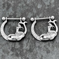 BodyCandy 14G 9/16 Clear Black Gem Riding Mermaid Dangle Nipple Ring Set — main product shot