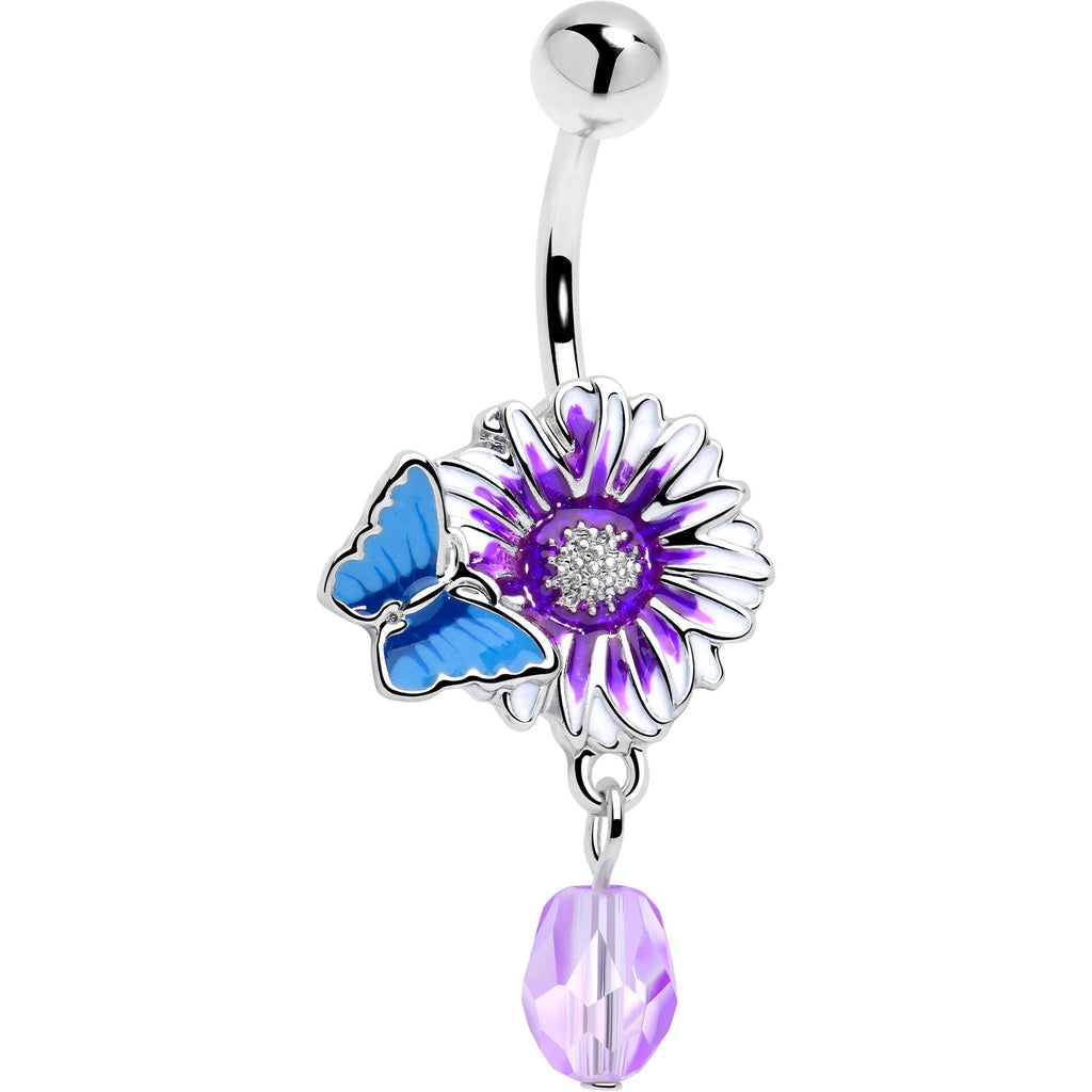 BodyCandy Purple Gem Passion Flower Butterfly Dangle Belly Ring — main product shot