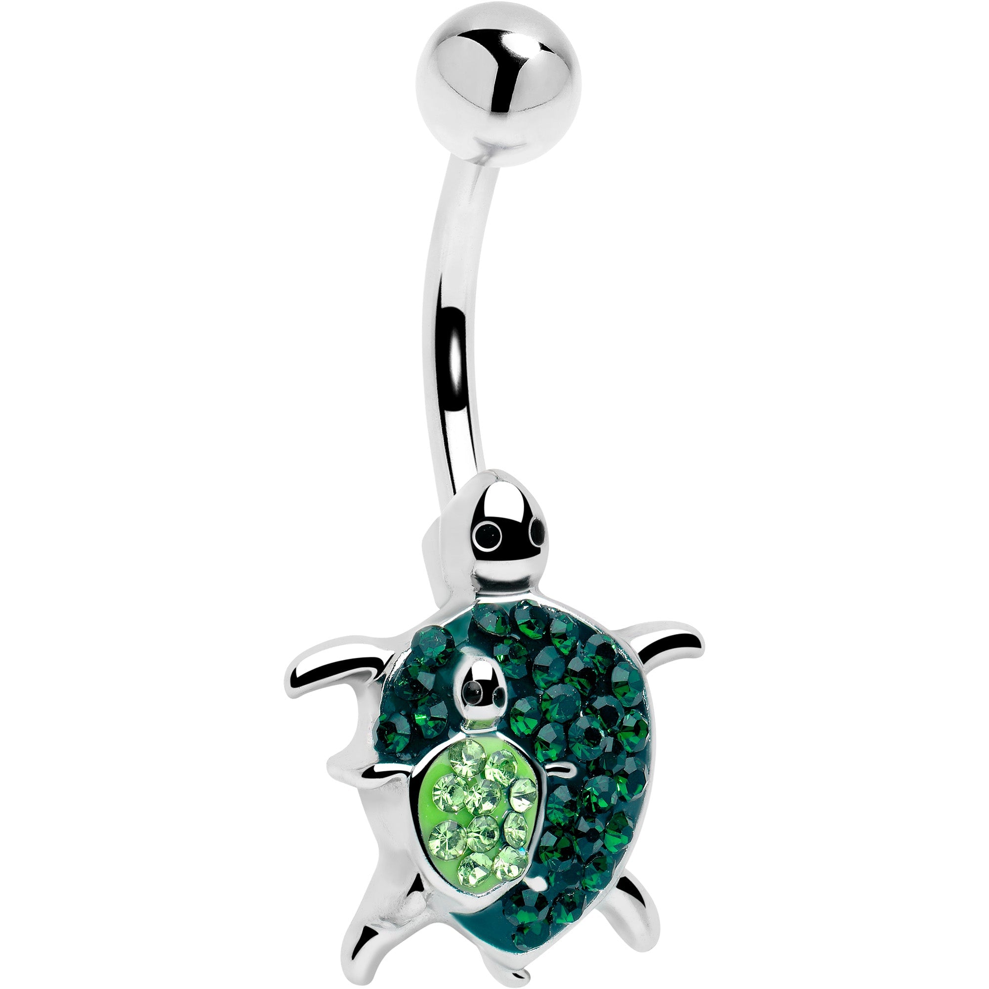 BodyCandy Green Gem Turtle World Belly Ring — main product shot