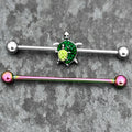 BodyCandy 14G Green Gem Rainbow Turtle World Industrial Barbell 38mm Set of 2 — main product shot